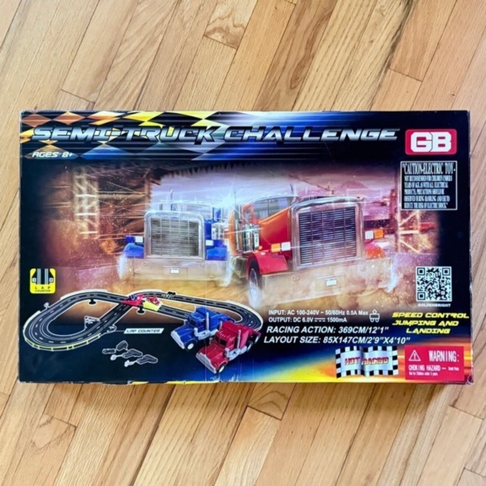 Golden Bright Semi-Truck Challenge Slot Car Racing Set 12ft Track GB